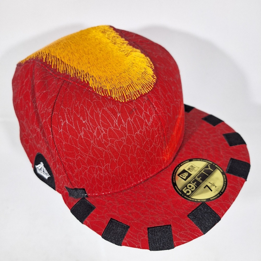Fitted Hawaii New Era Hat Mens 7 1/2 Red Gold 59FIFTY Kamehameha Aloha Cap Rare
